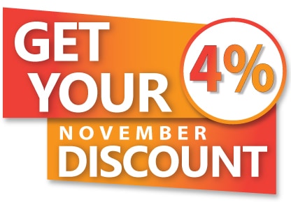 Get Your 4% November Discount Get Your 4% November Discount